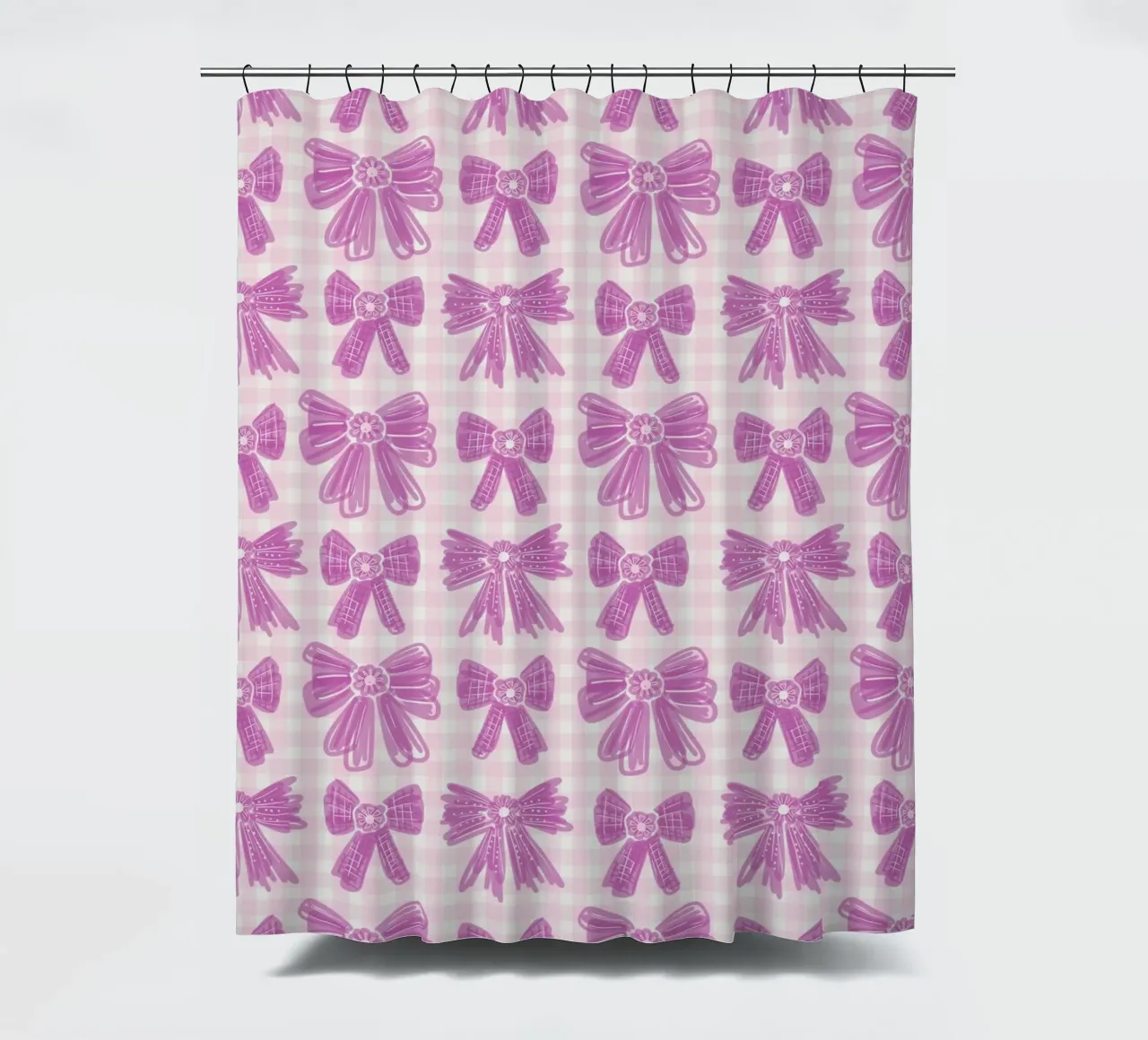 Pink Bows Gingham Pattern tenda da doccia da anisillustration