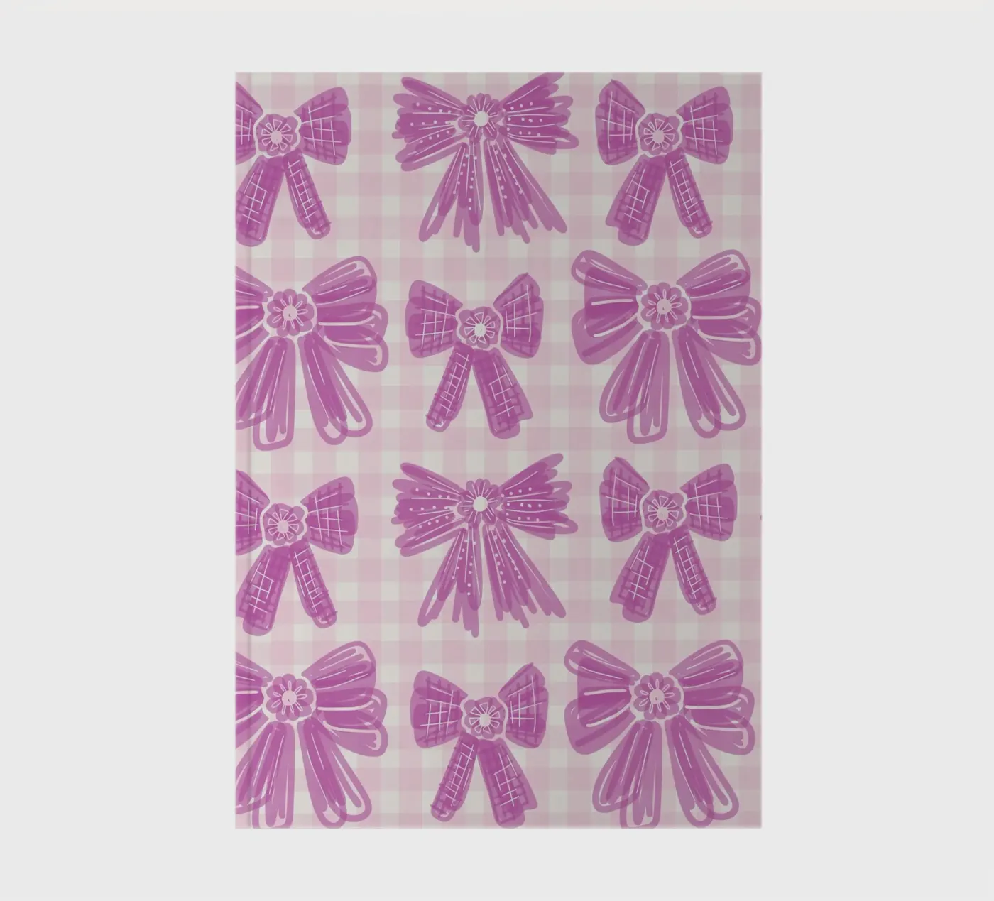 Pink Bows Gingham Pattern notebook by anisillustration