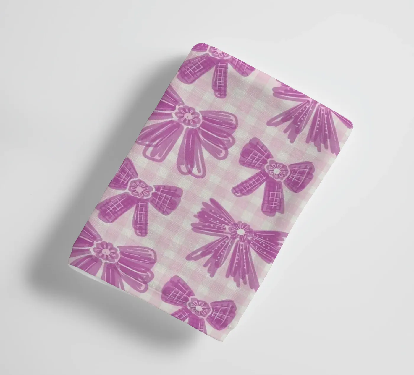 Pink Bows Gingham Pattern towel by anisillustration