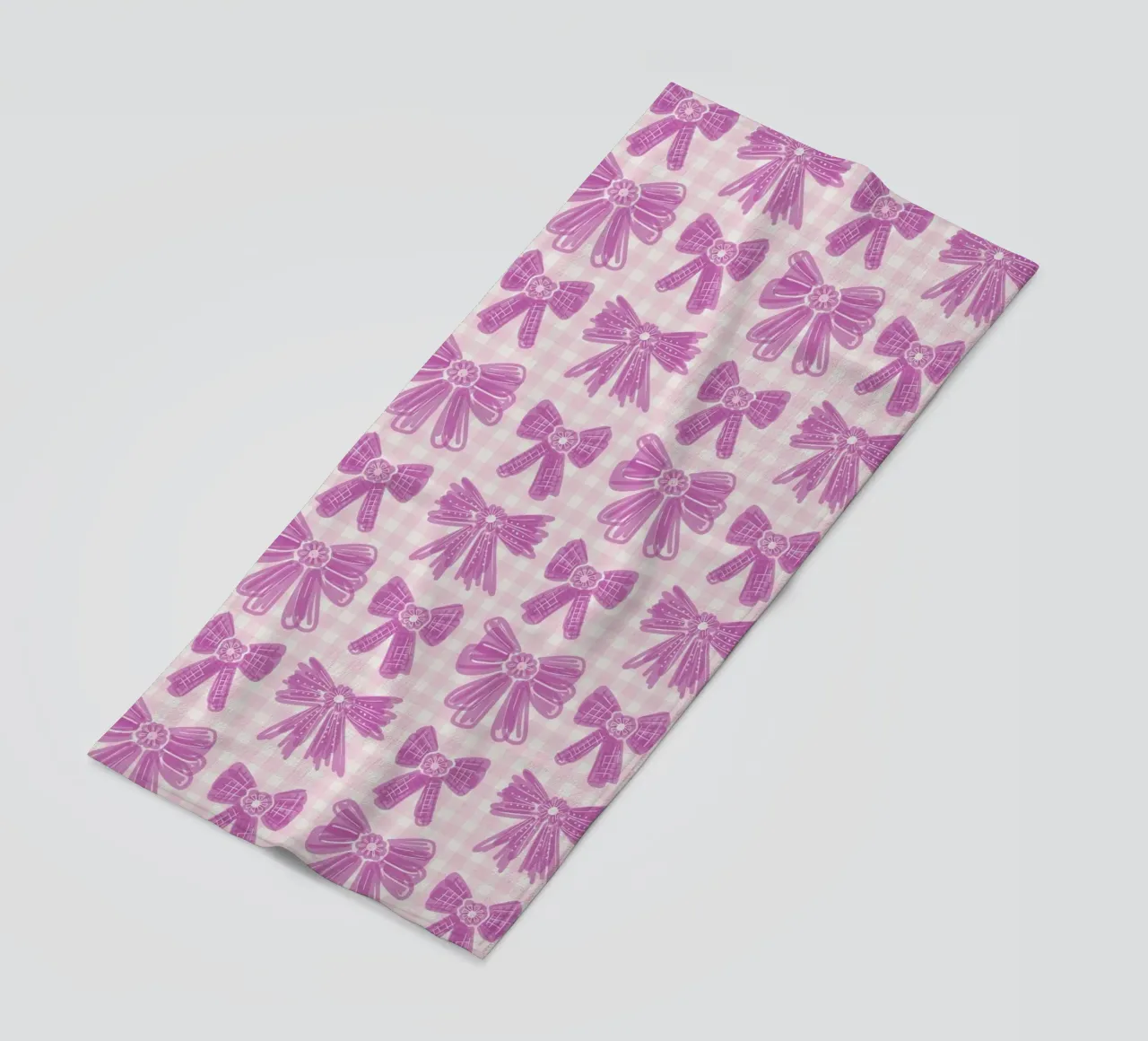 Pink Bows Gingham Pattern telo mare da anisillustration