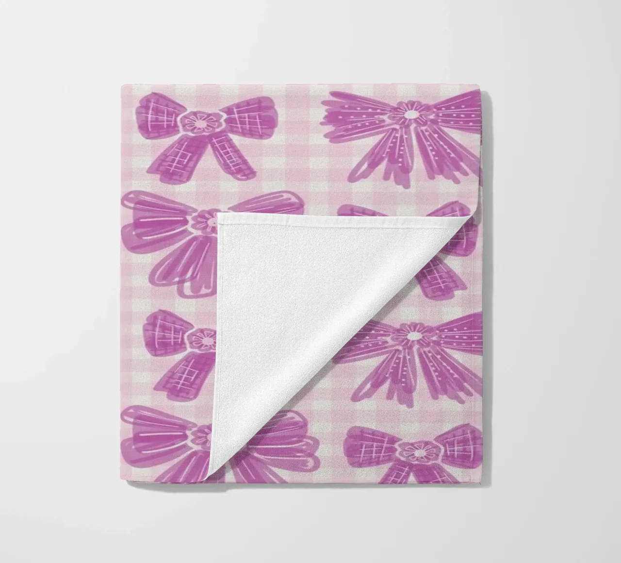 Pink Bows Gingham Pattern telo mare da anisillustration