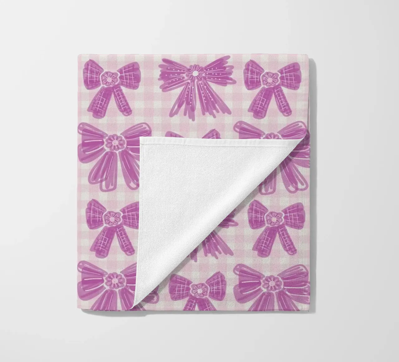 Pink Bows Gingham Pattern telo mare da anisillustration