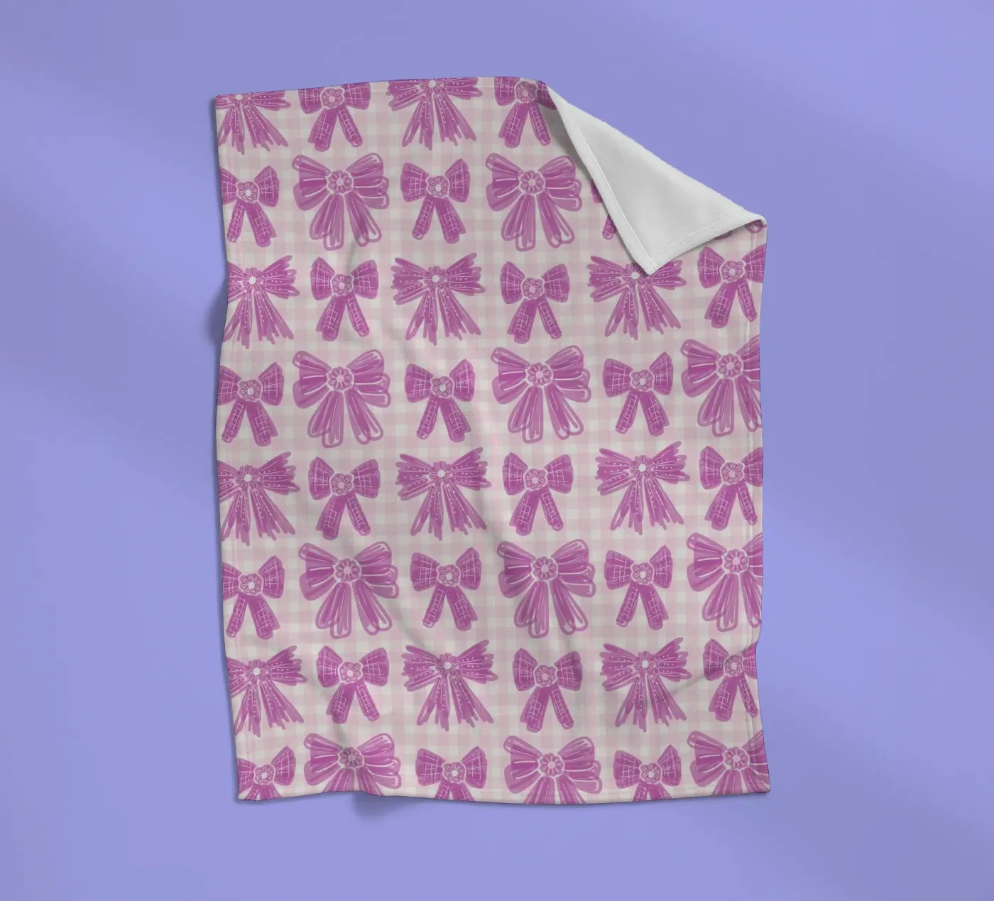 Pink Bows Gingham Pattern fleecedeken van anisillustration