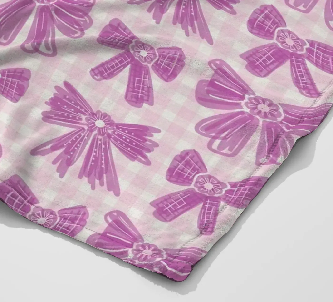 Pink Bows Gingham Pattern fleecedeken van anisillustration