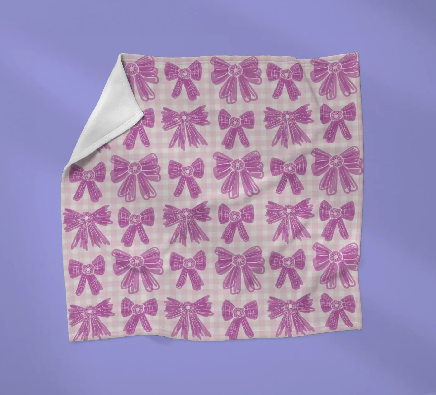 Pink Bows Gingham Pattern fleecedeken van anisillustration