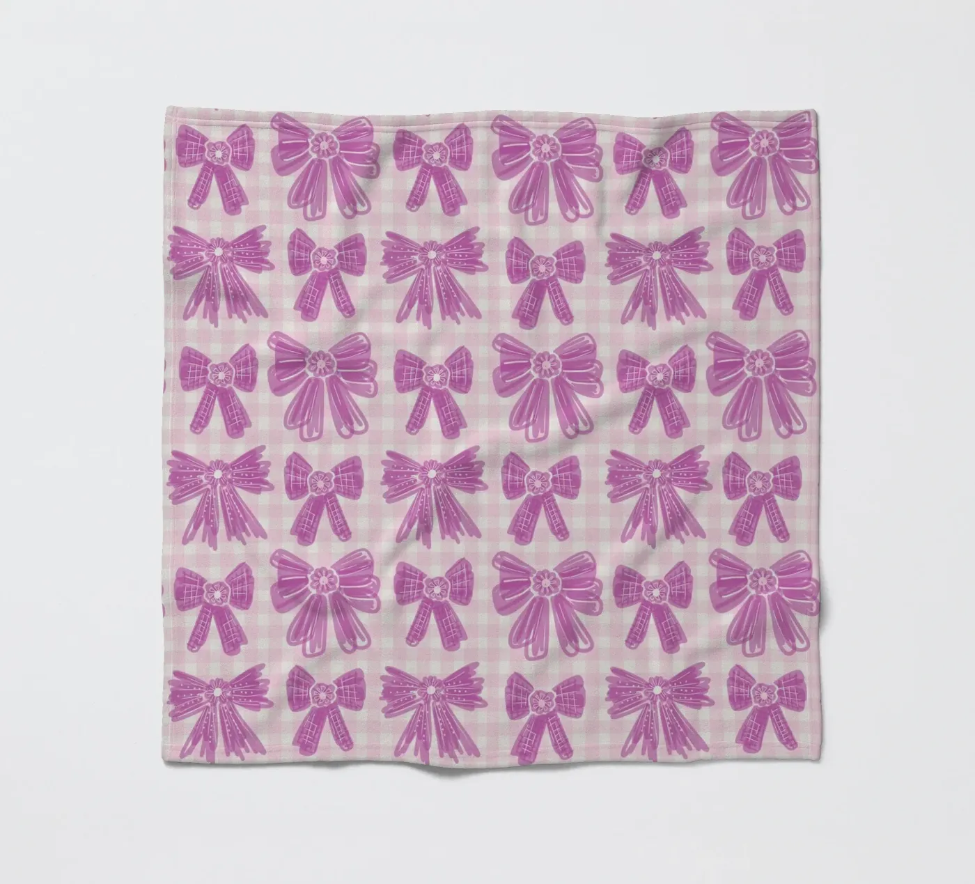 Pink Bows Gingham Pattern fleecedeken van anisillustration
