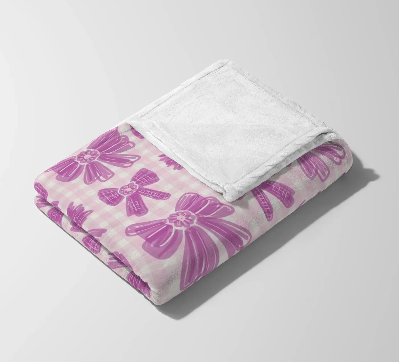 Pink Bows Gingham Pattern fleecedeken van anisillustration