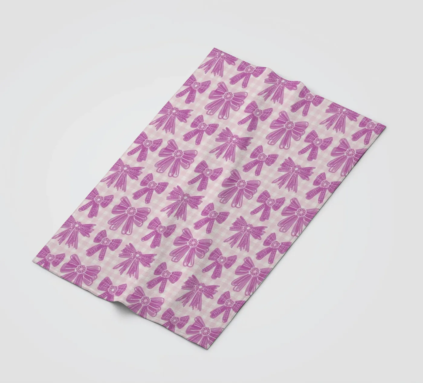 Pink Bows Gingham Pattern fleecedeken van anisillustration
