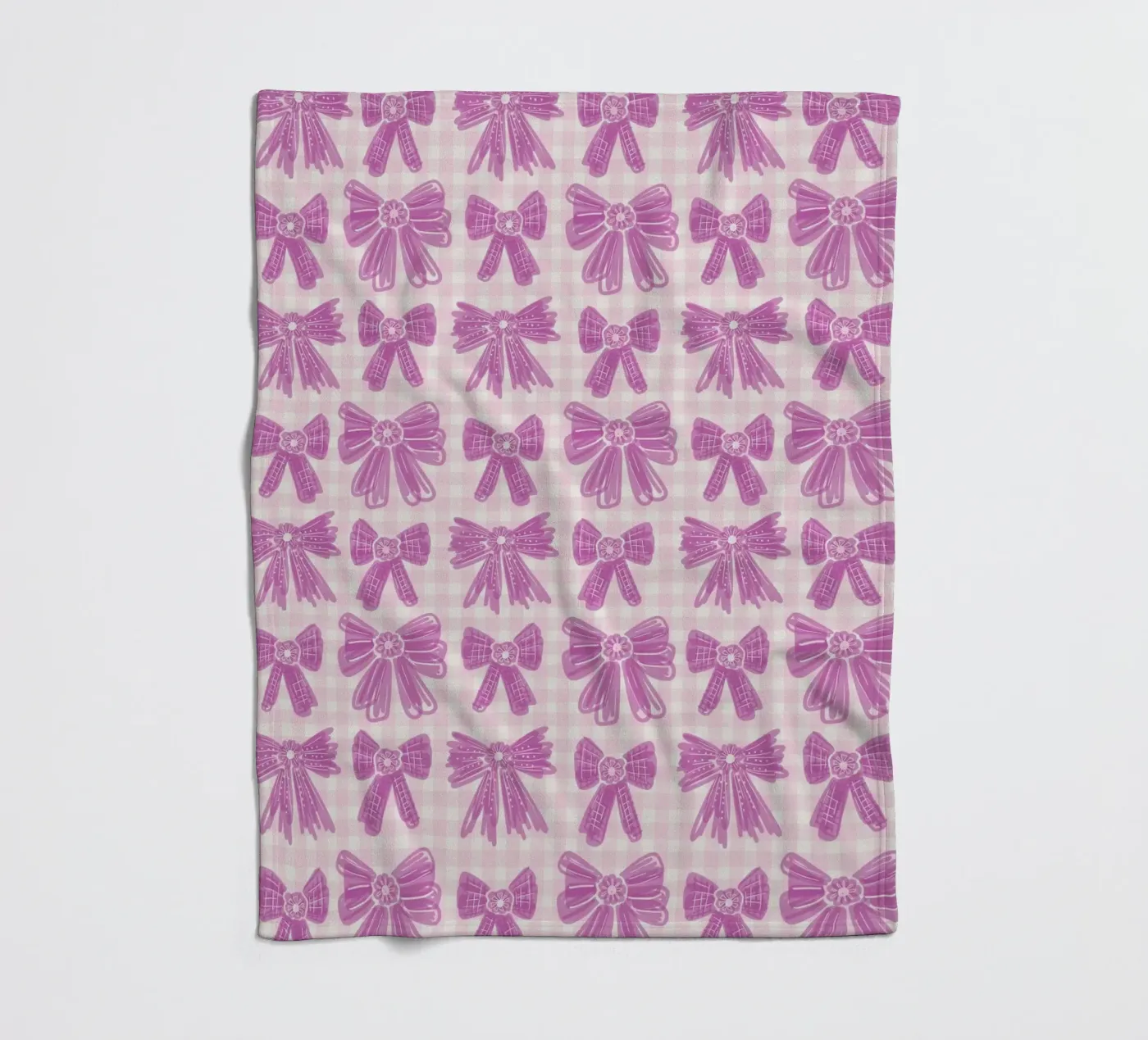 Pink Bows Gingham Pattern fleecedeken van anisillustration