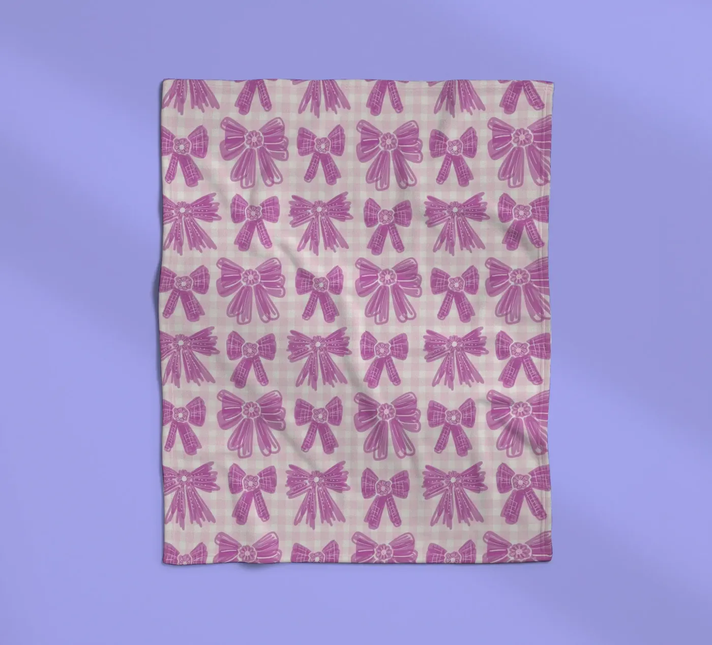 Pink Bows Gingham Pattern fleecedeken van anisillustration