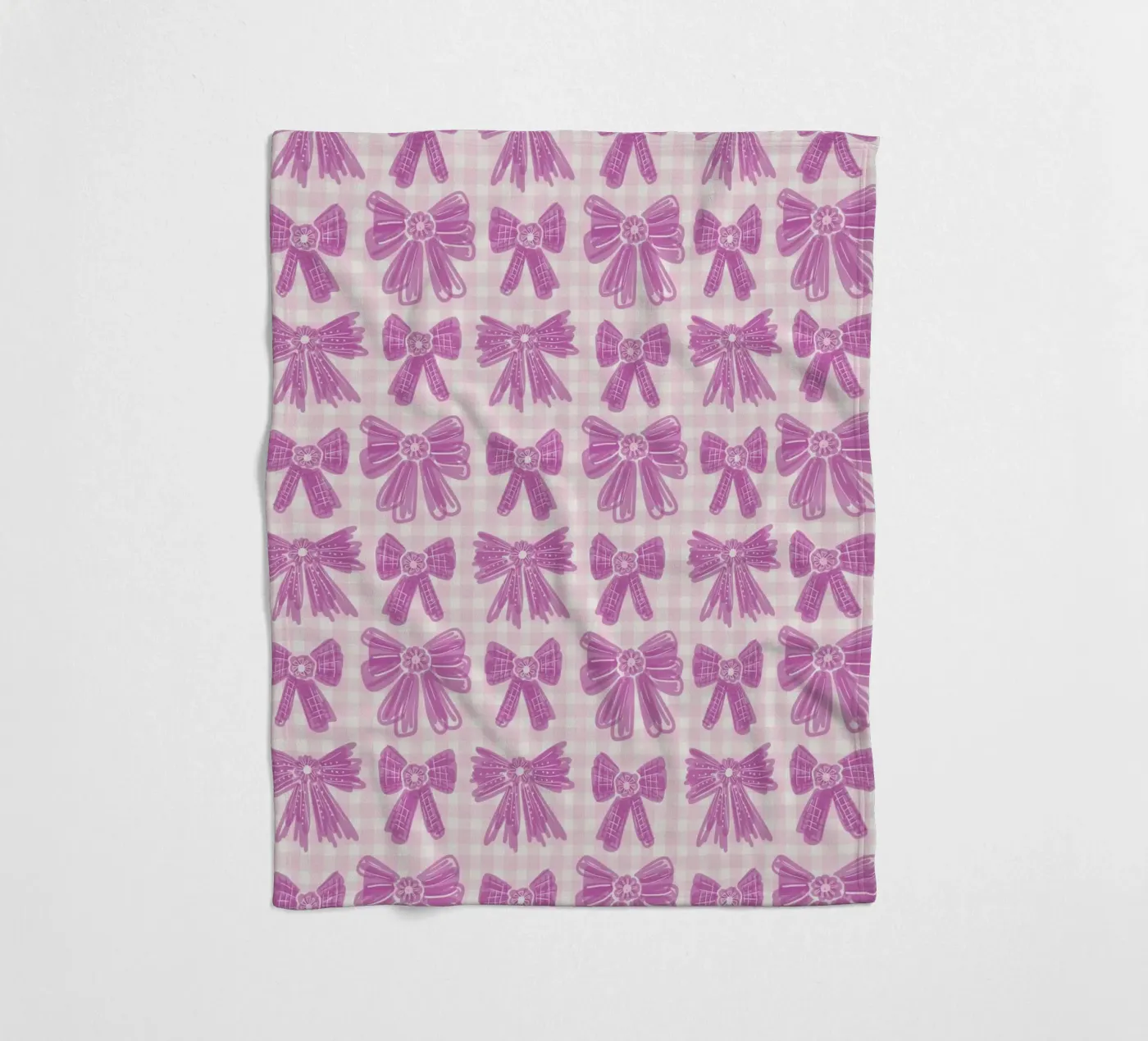 Pink Bows Gingham Pattern fleecedeken van anisillustration
