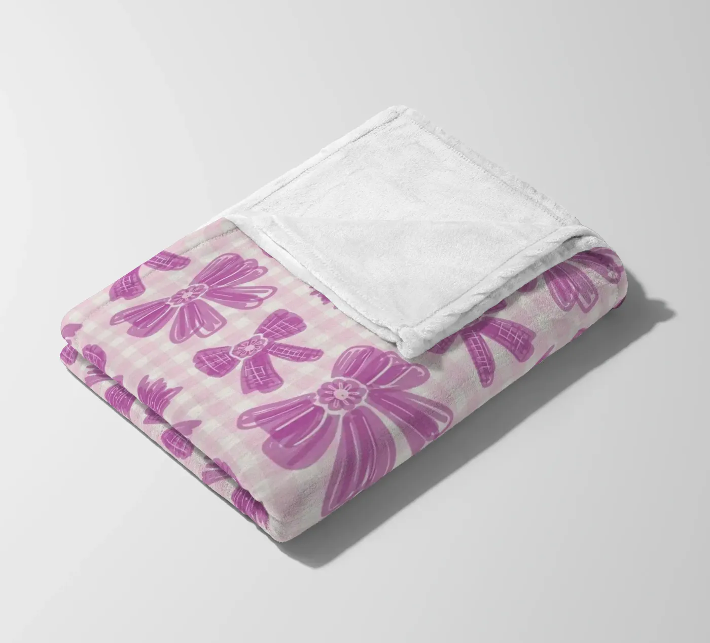 Pink Bows Gingham Pattern fleecedeken van anisillustration