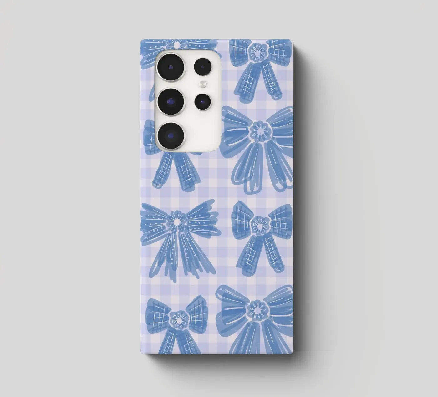 Blue Bows Gingham Pattern cover samsung da anisillustration