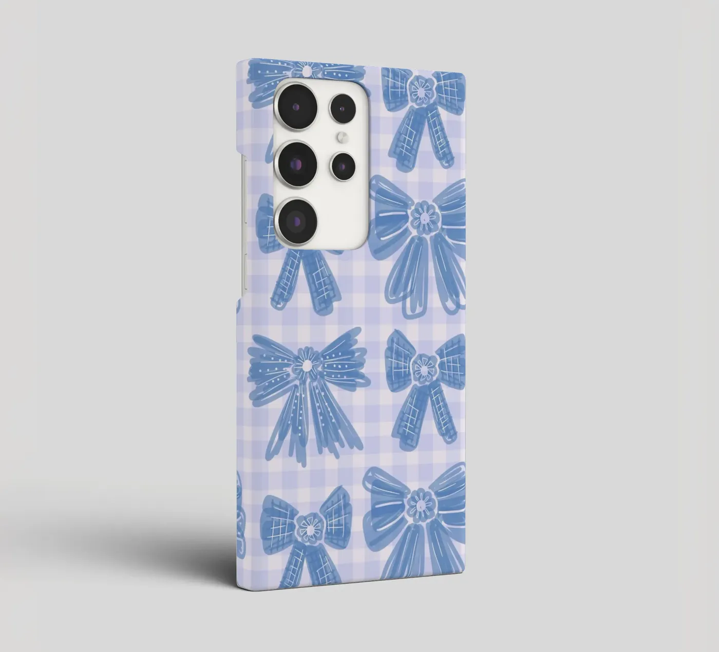 Blue Bows Gingham Pattern cover samsung da anisillustration