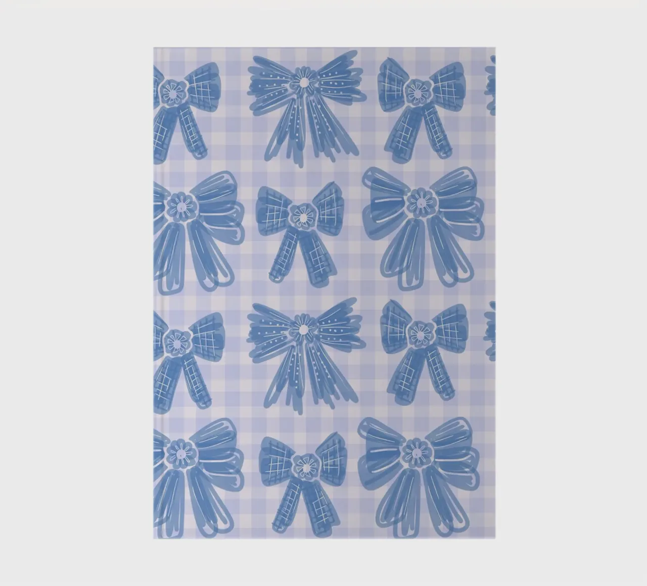 Blue Bows Gingham Pattern notebook by anisillustration
