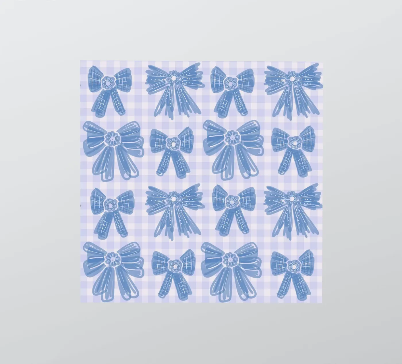 Blue Bows Gingham Pattern sticker van anisillustration