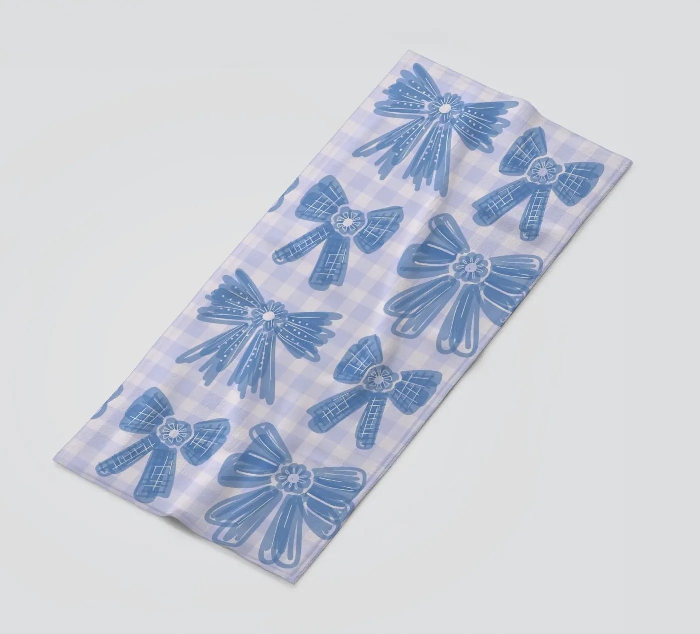 Blue Bows Gingham Pattern telo mare da anisillustration