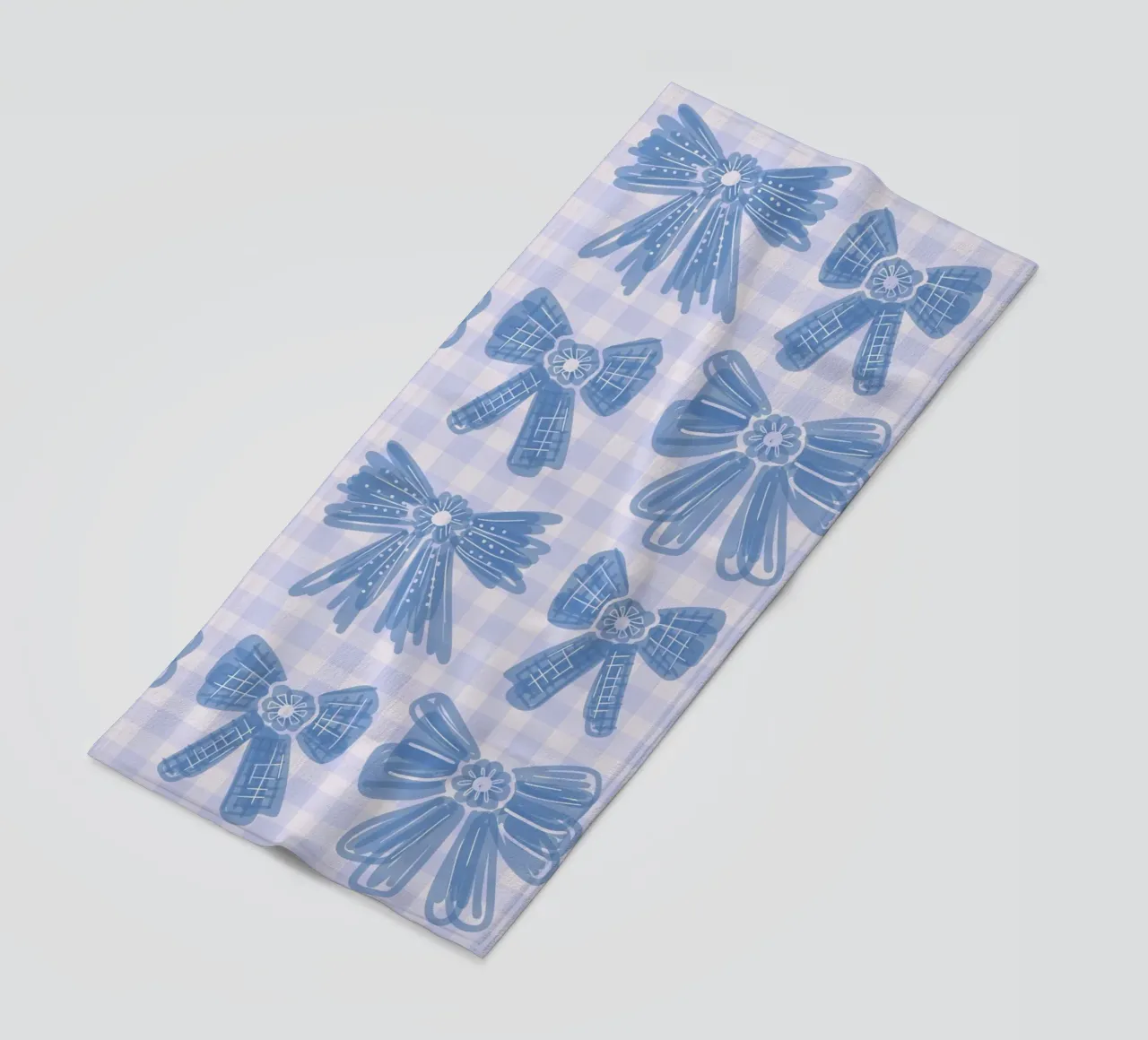 Blue Bows Gingham Pattern telo mare da anisillustration