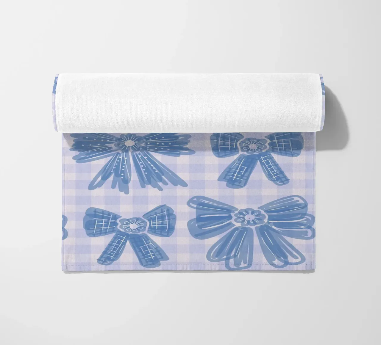 Blue Bows Gingham Pattern telo mare da anisillustration