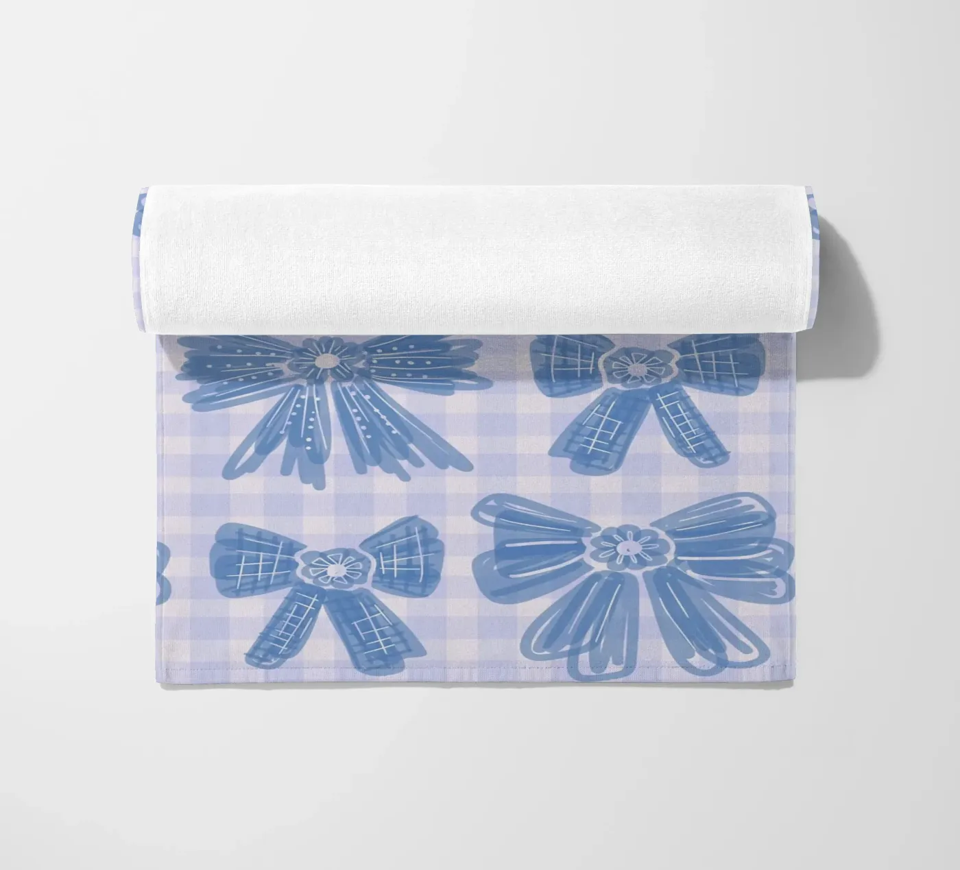Blue Bows Gingham Pattern strandhanddoek van anisillustration