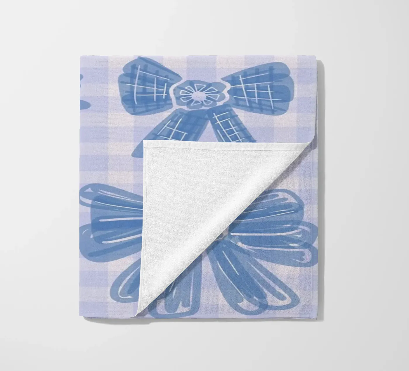 Blue Bows Gingham Pattern strandhanddoek van anisillustration