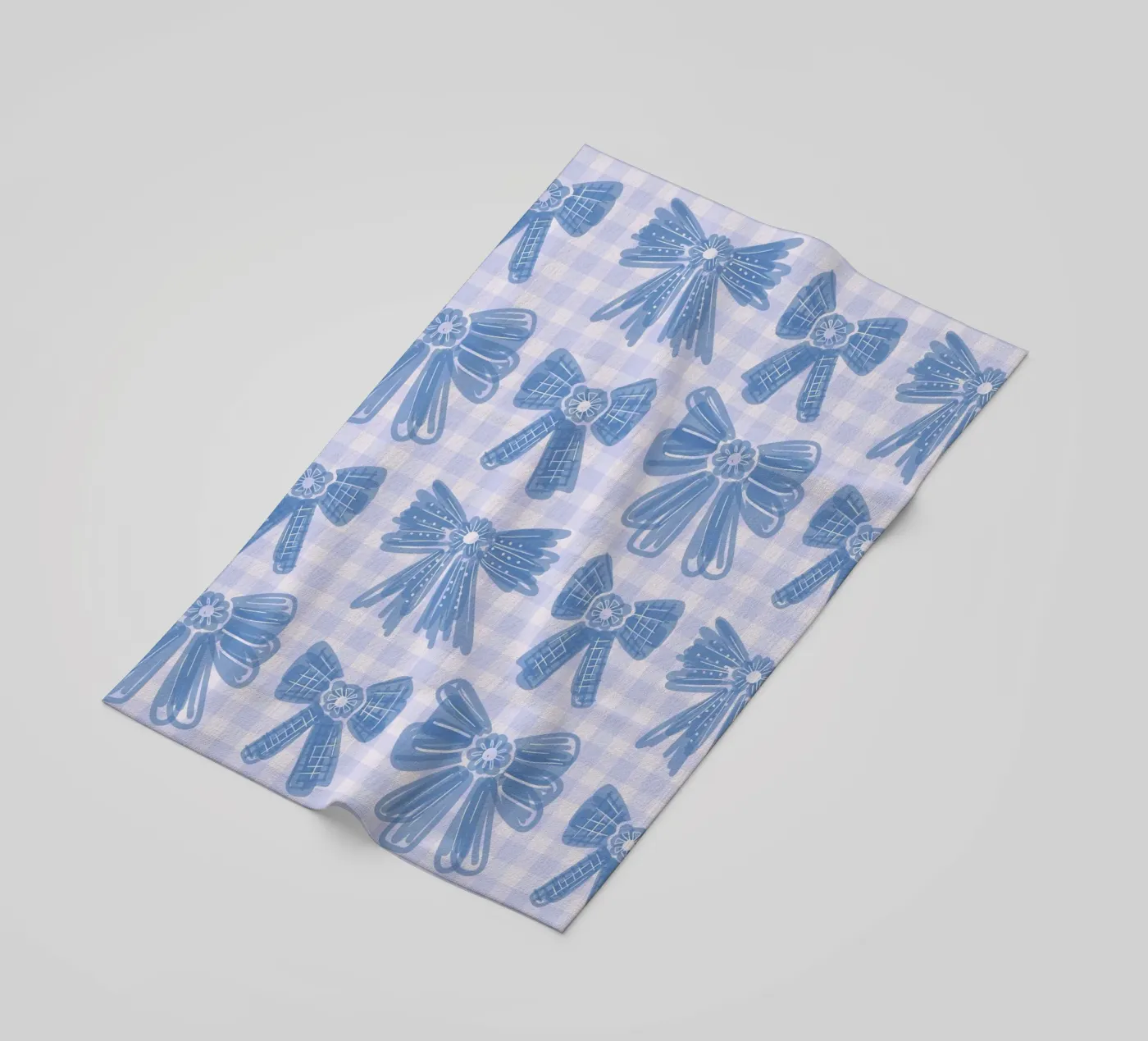 Blue Bows Gingham Pattern telo mare da anisillustration