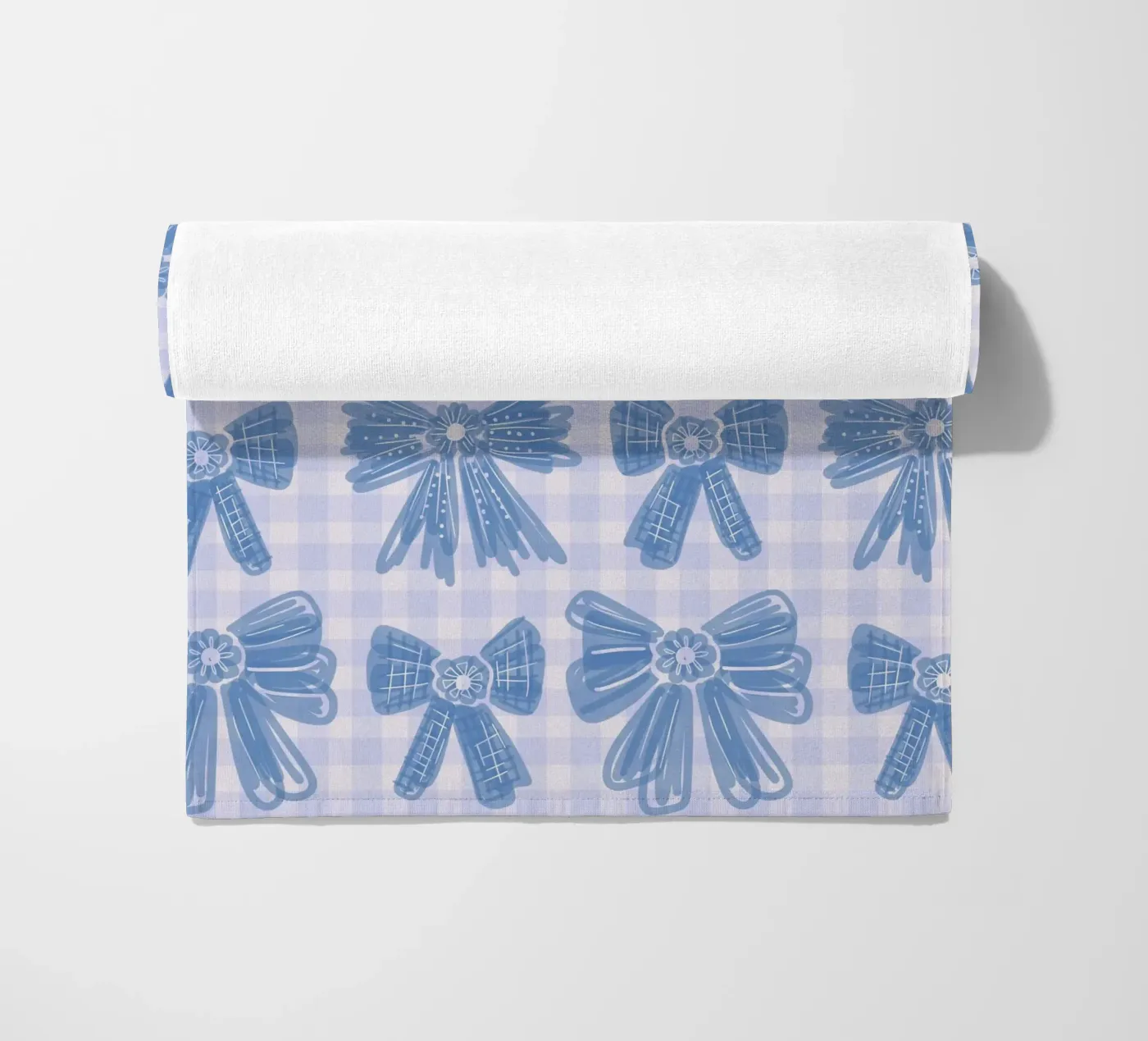 Blue Bows Gingham Pattern strandhanddoek van anisillustration