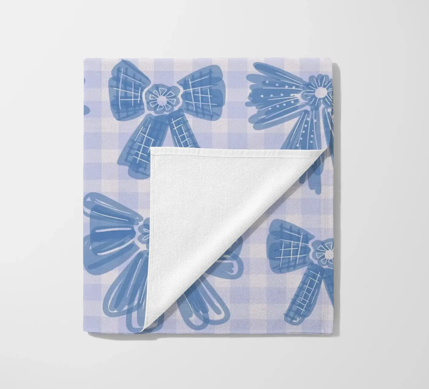 Blue Bows Gingham Pattern strandhanddoek van anisillustration