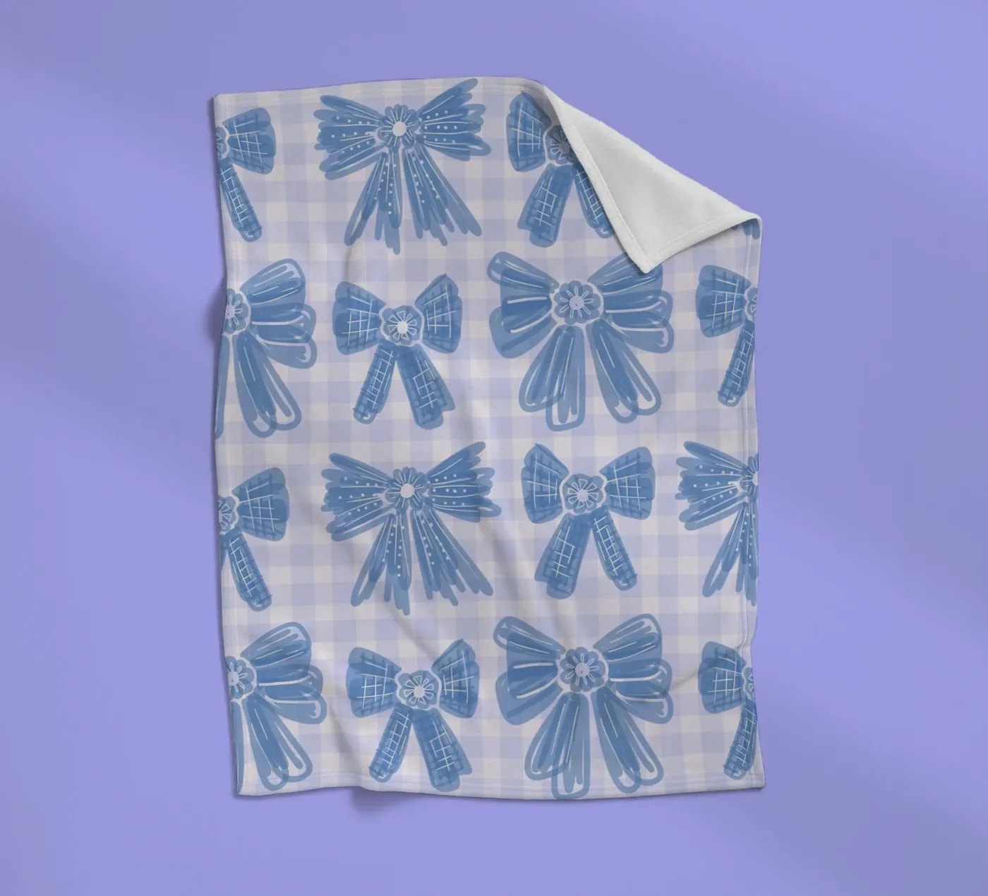 Blue Bows Gingham Pattern coperta in pile da anisillustration