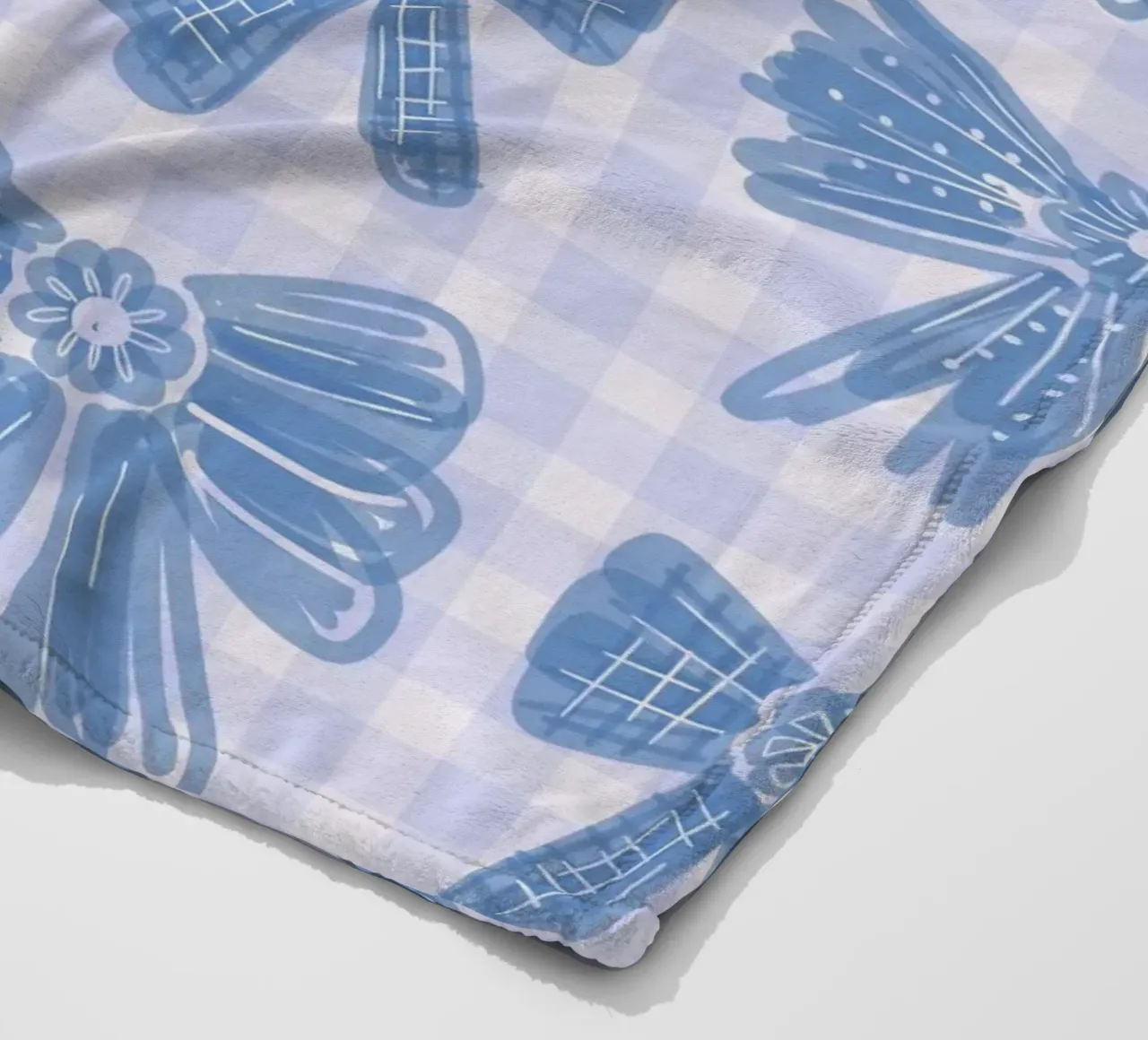 Blue Bows Gingham Pattern coperta in pile da anisillustration