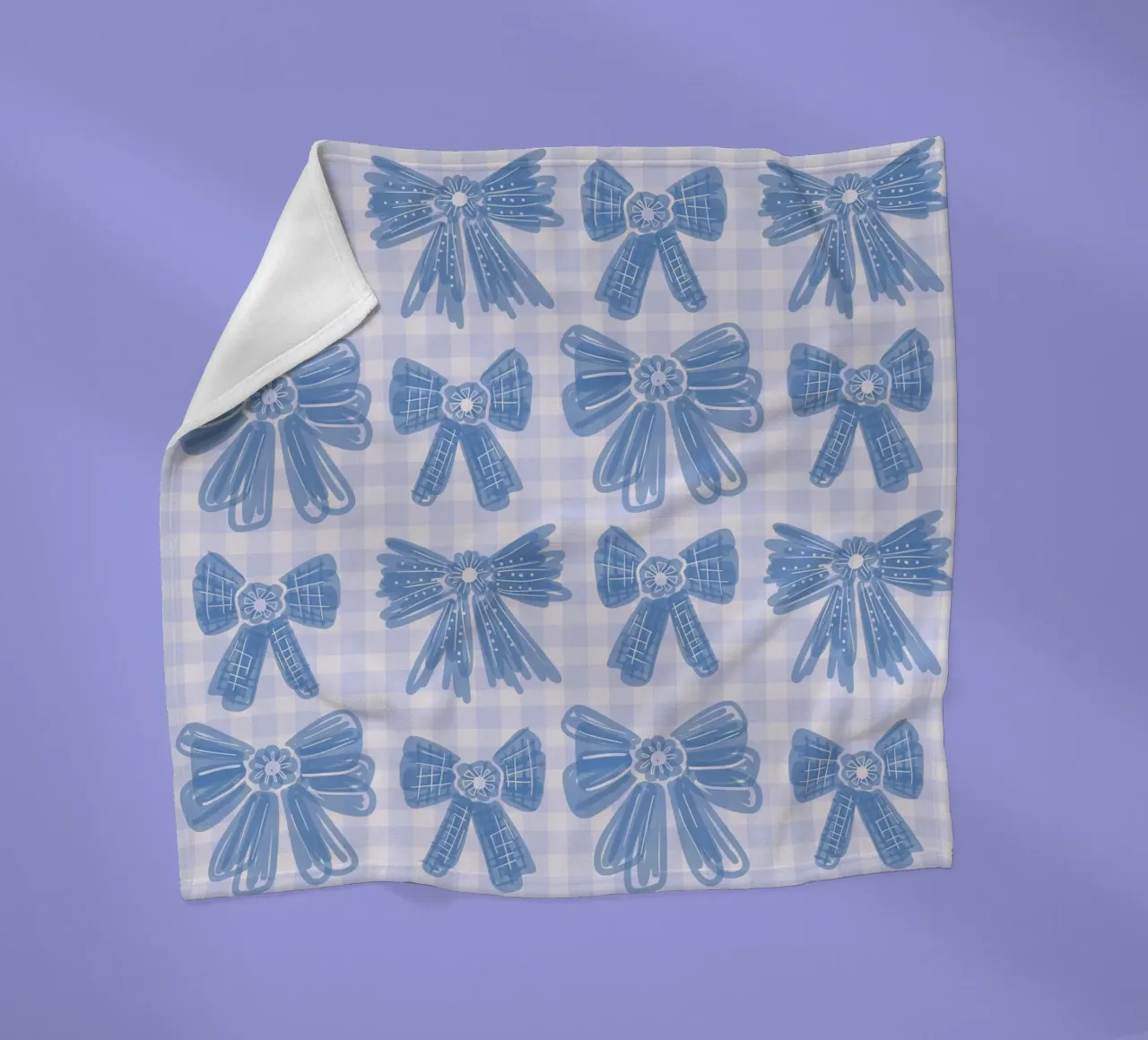 Blue Bows Gingham Pattern coperta in pile da anisillustration