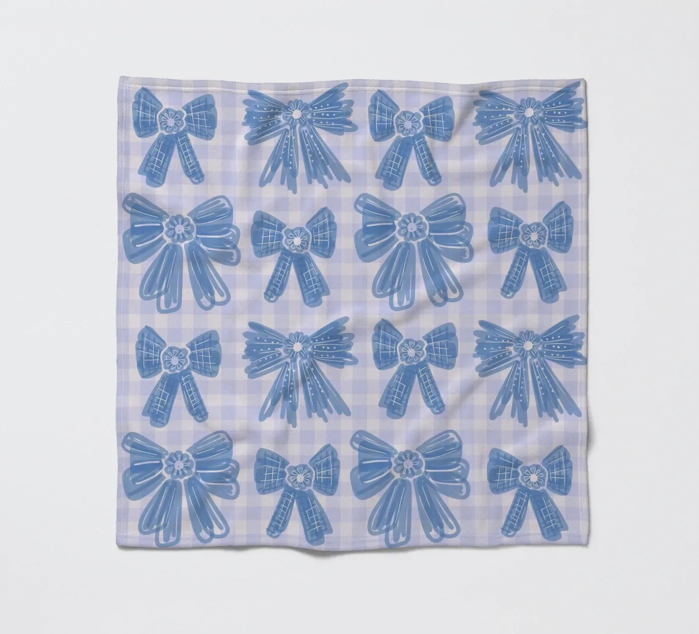 Blue Bows Gingham Pattern coperta in pile da anisillustration