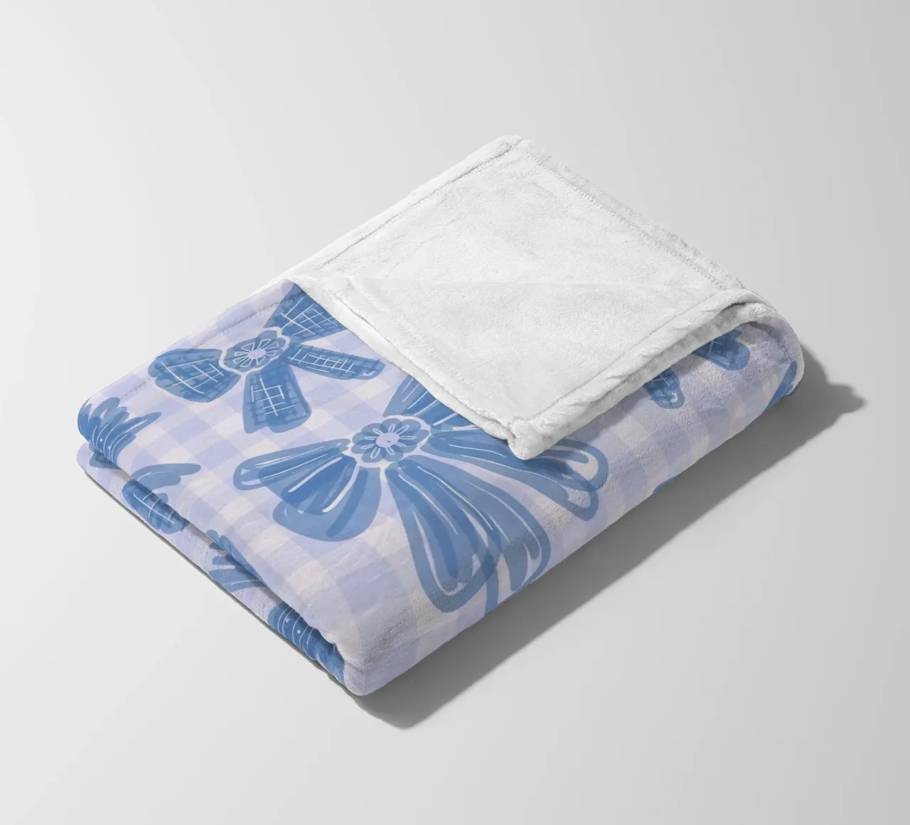 Blue Bows Gingham Pattern coperta in pile da anisillustration