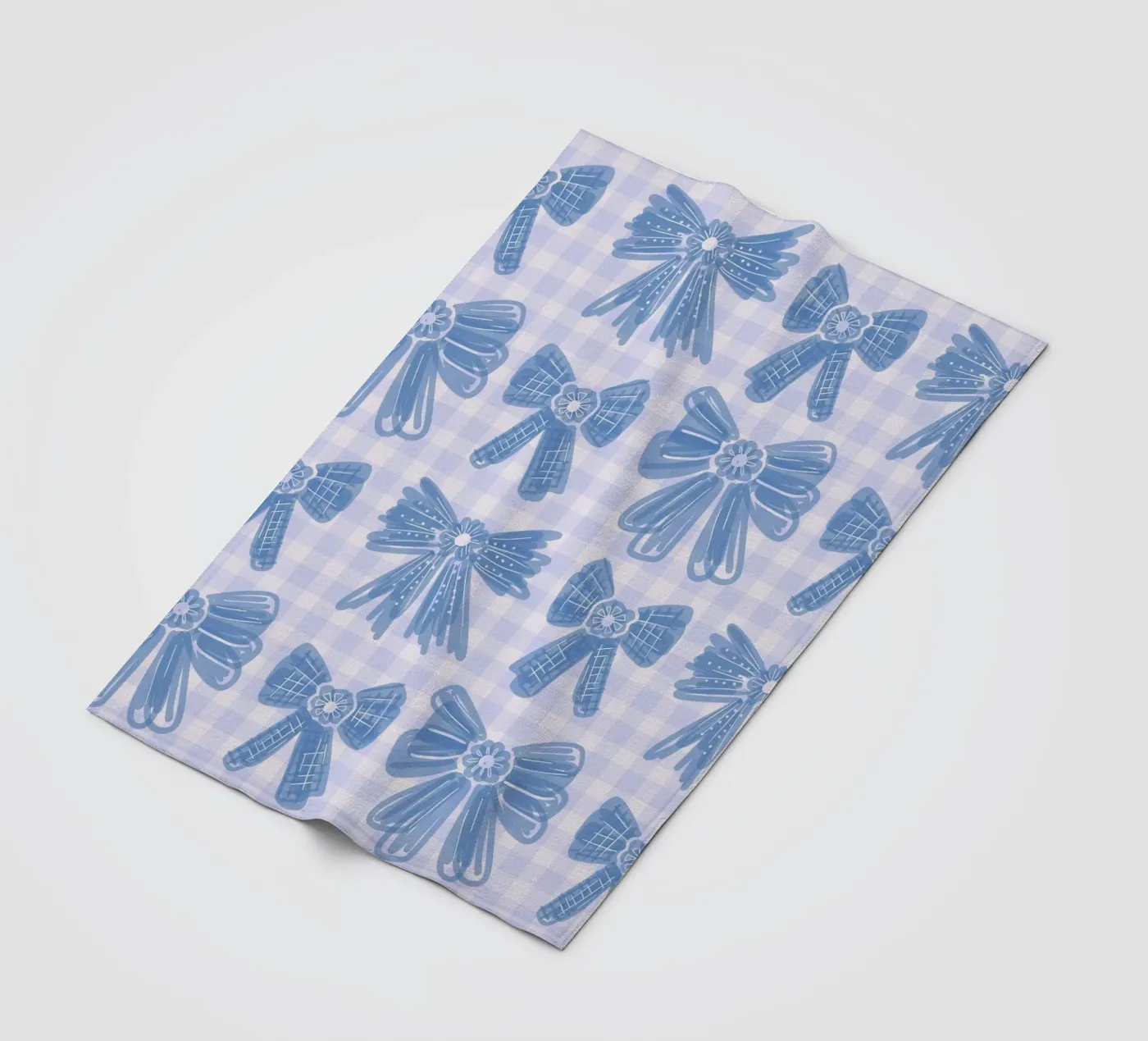 Blue Bows Gingham Pattern coperta in pile da anisillustration