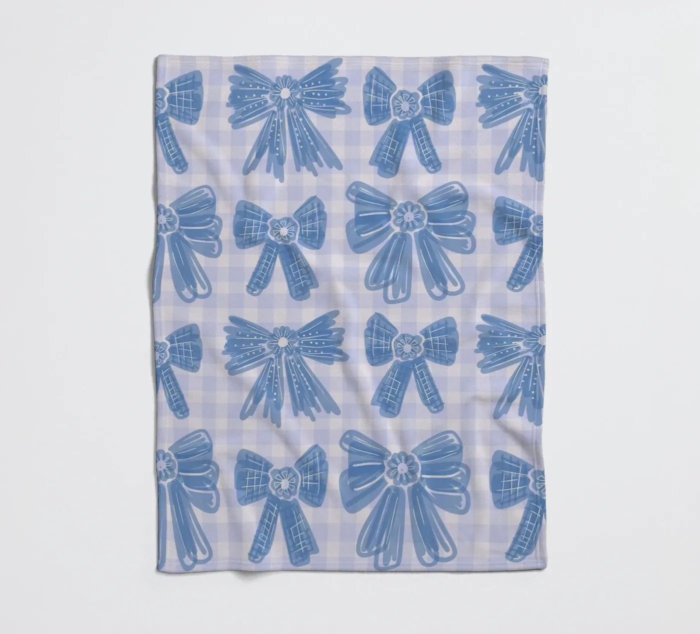 Blue Bows Gingham Pattern coperta in pile da anisillustration