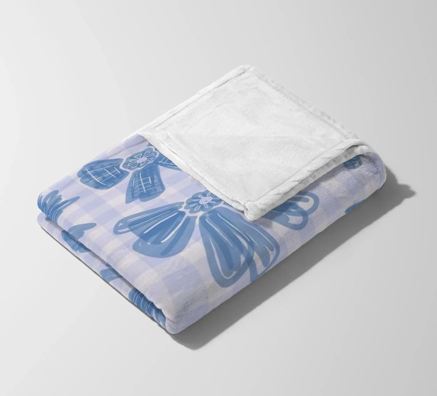 Blue Bows Gingham Pattern coperta in pile da anisillustration