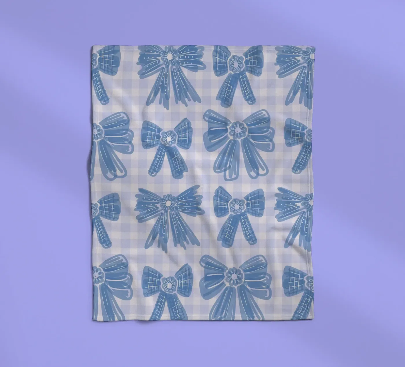 Blue Bows Gingham Pattern coperta in pile da anisillustration