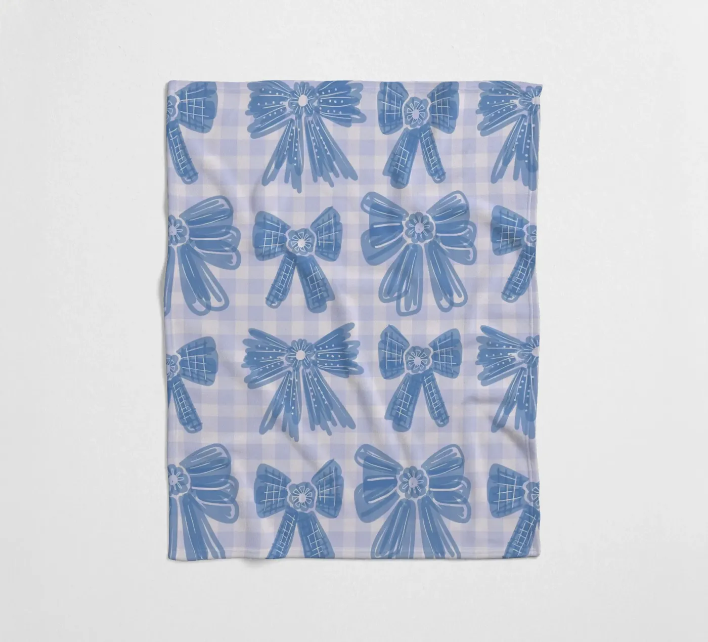 Blue Bows Gingham Pattern coperta in pile da anisillustration