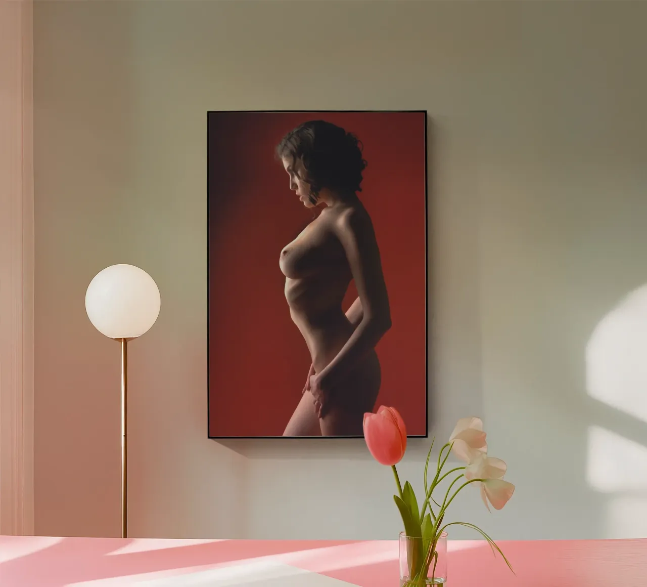 Rosso nudo plexiglass da Dave Hare Photography