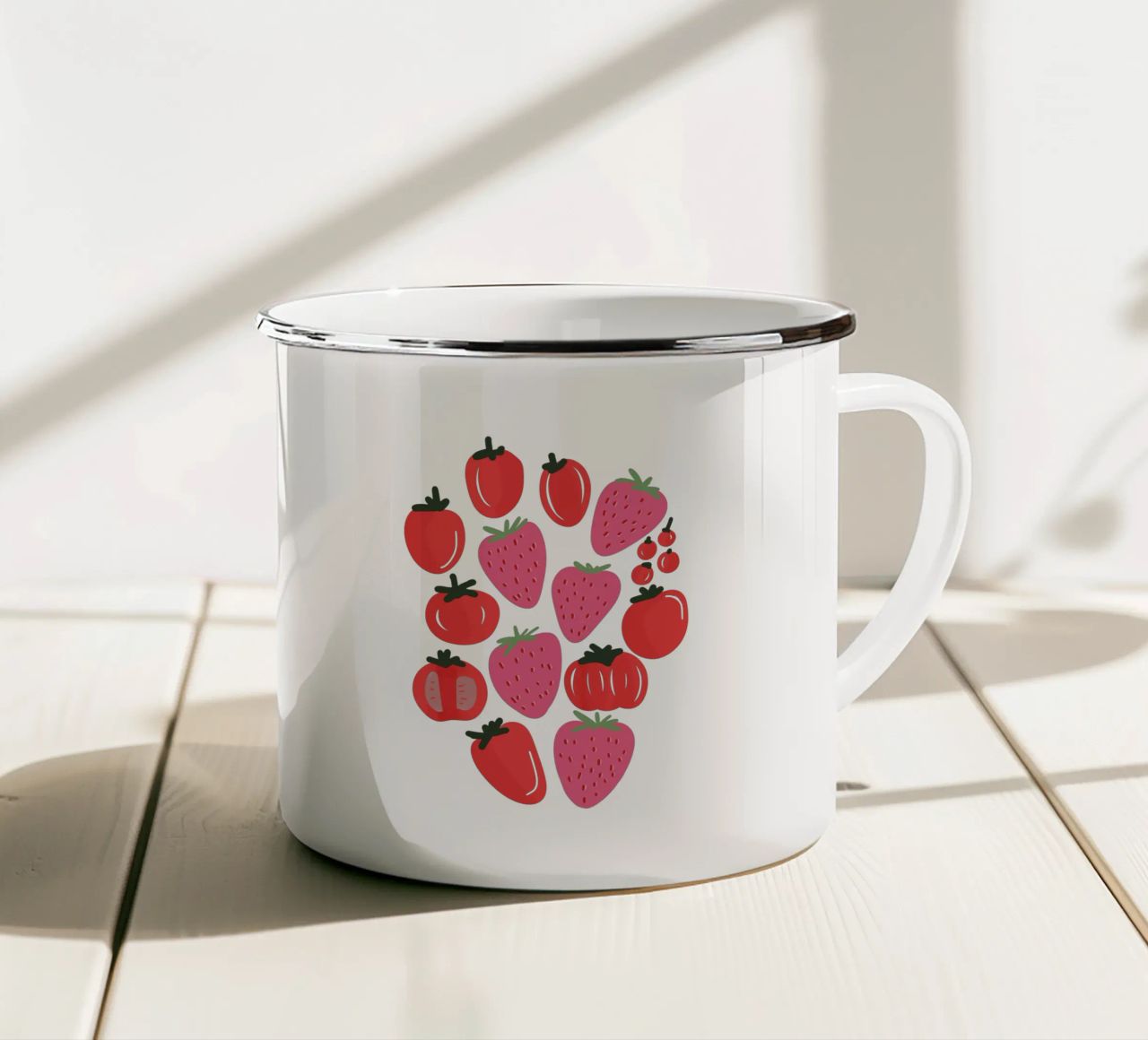 Tomatoes and Strawberries tazza in smalto da anisillustration
