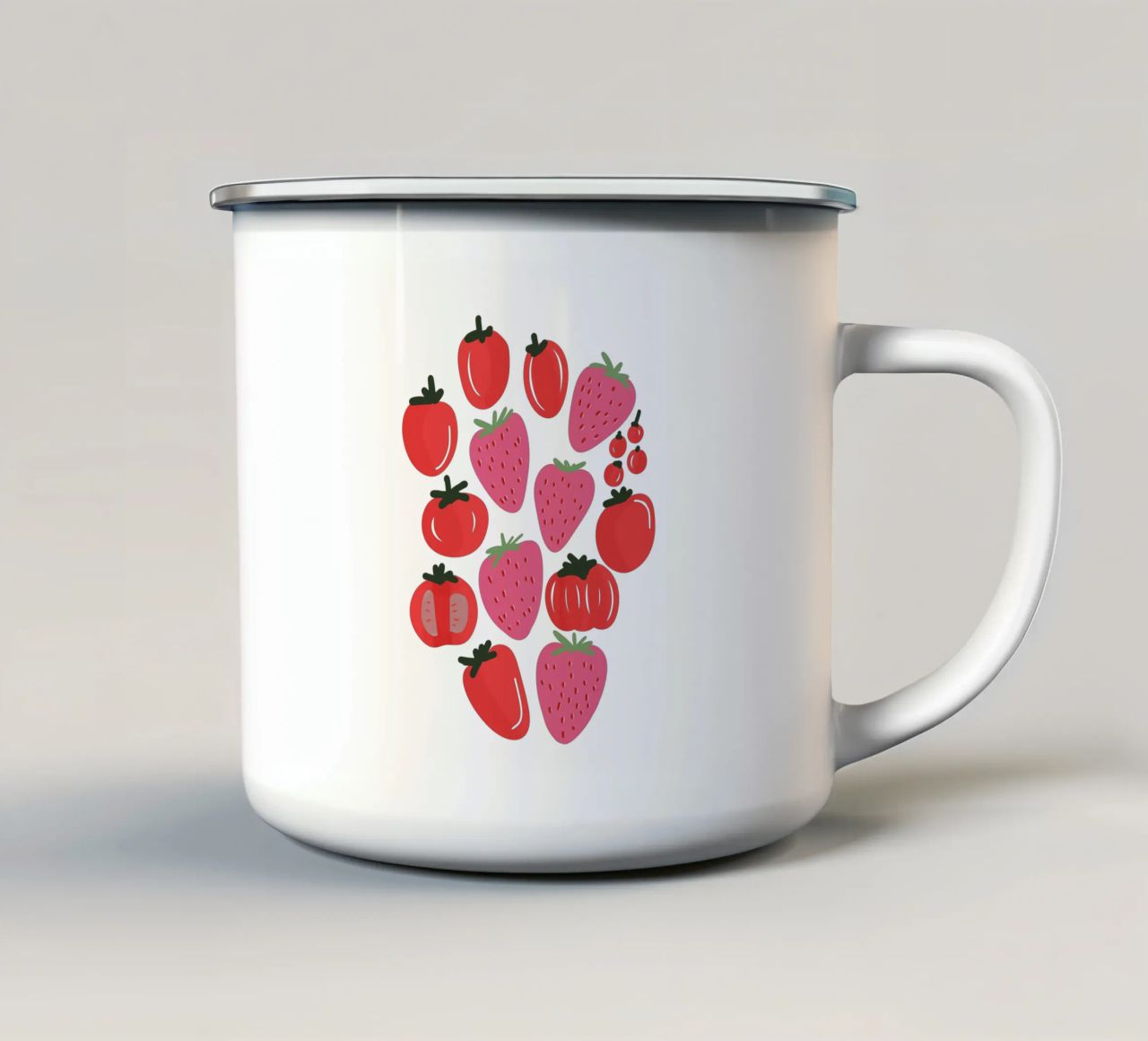Tomatoes and Strawberries tazza in smalto da anisillustration