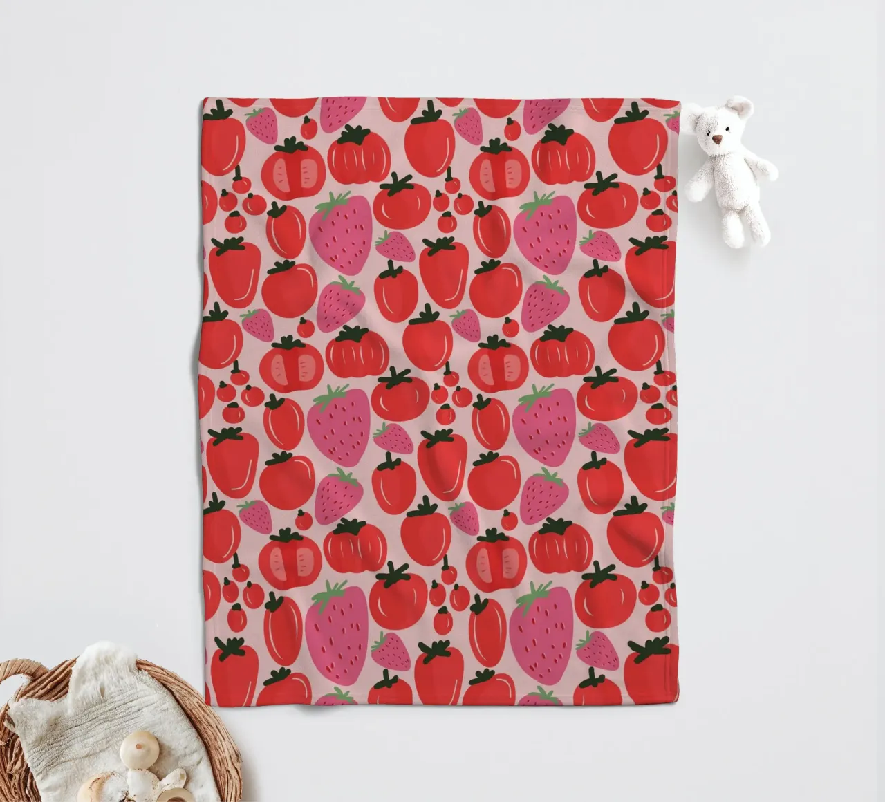 Tomatoes and Strawberries coperta in pile da anisillustration