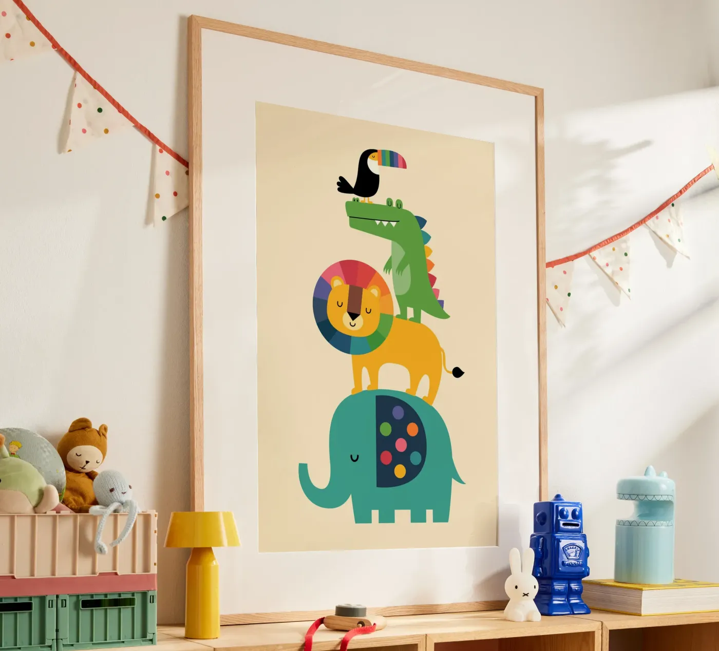 Safari arcobaleno poster con telaio in alluminio da Andy Westface