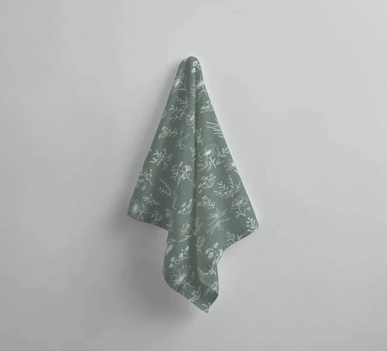 Cute Wildflowers Pattern Sage Green asciugamano da bagno da anisillustration