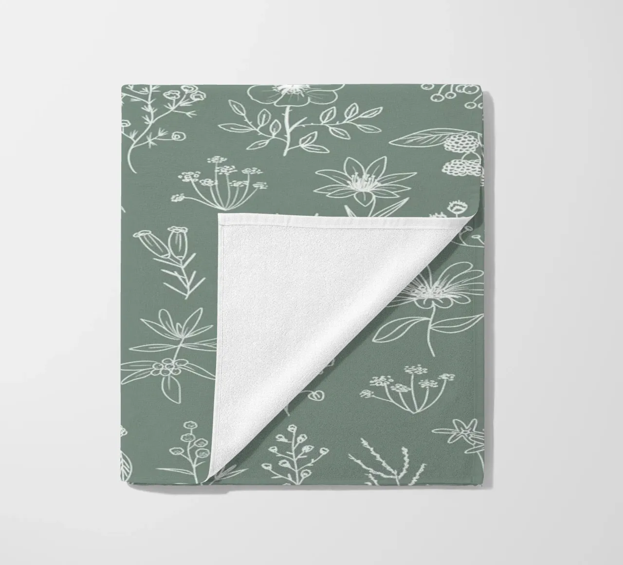 Cute Wildflowers Pattern Sage Green telo mare da anisillustration