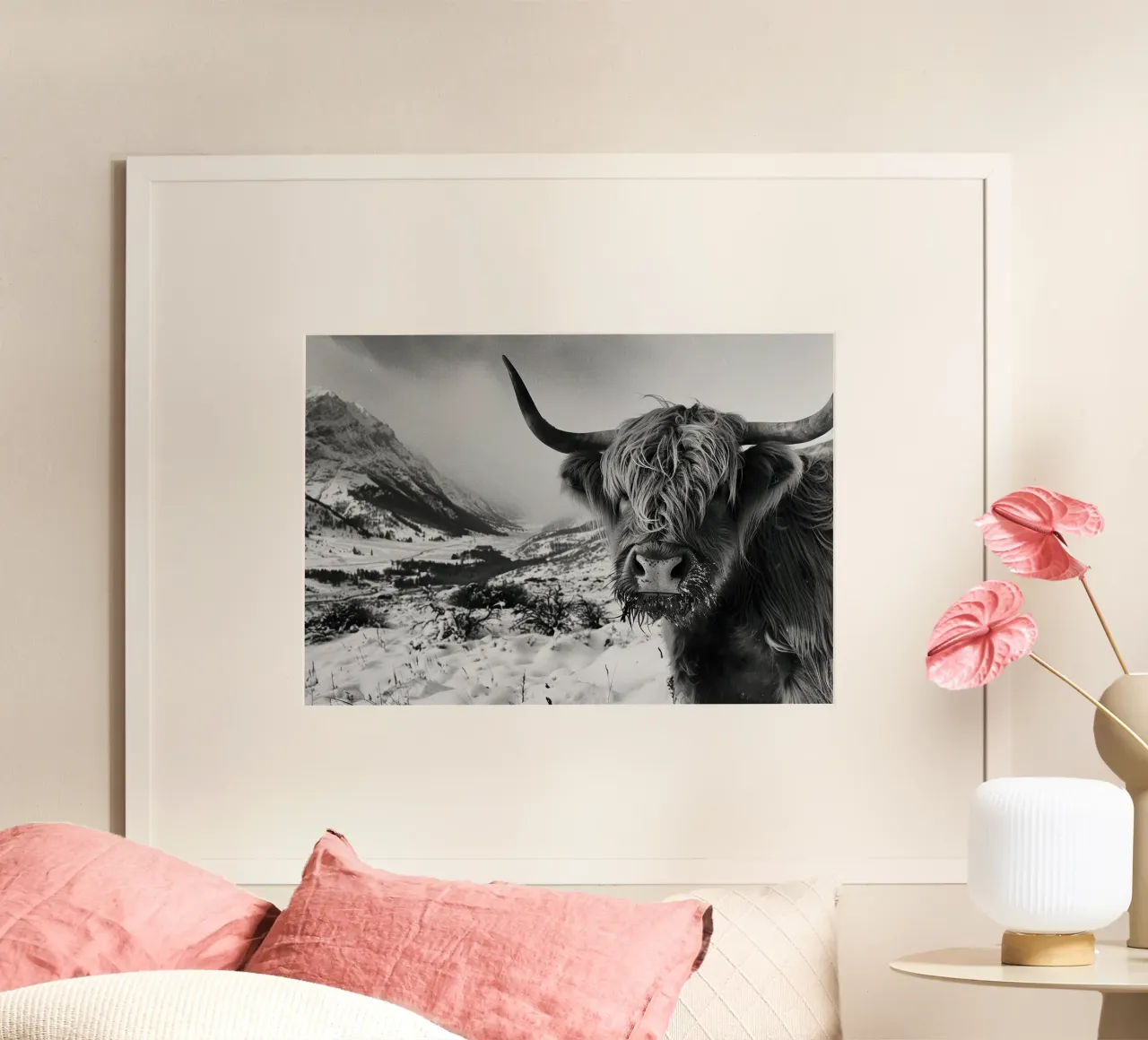 Capelli in tempesta: l'inconfondibile mucca delle Highlands carta hahnemühle da Nikis Art Studio