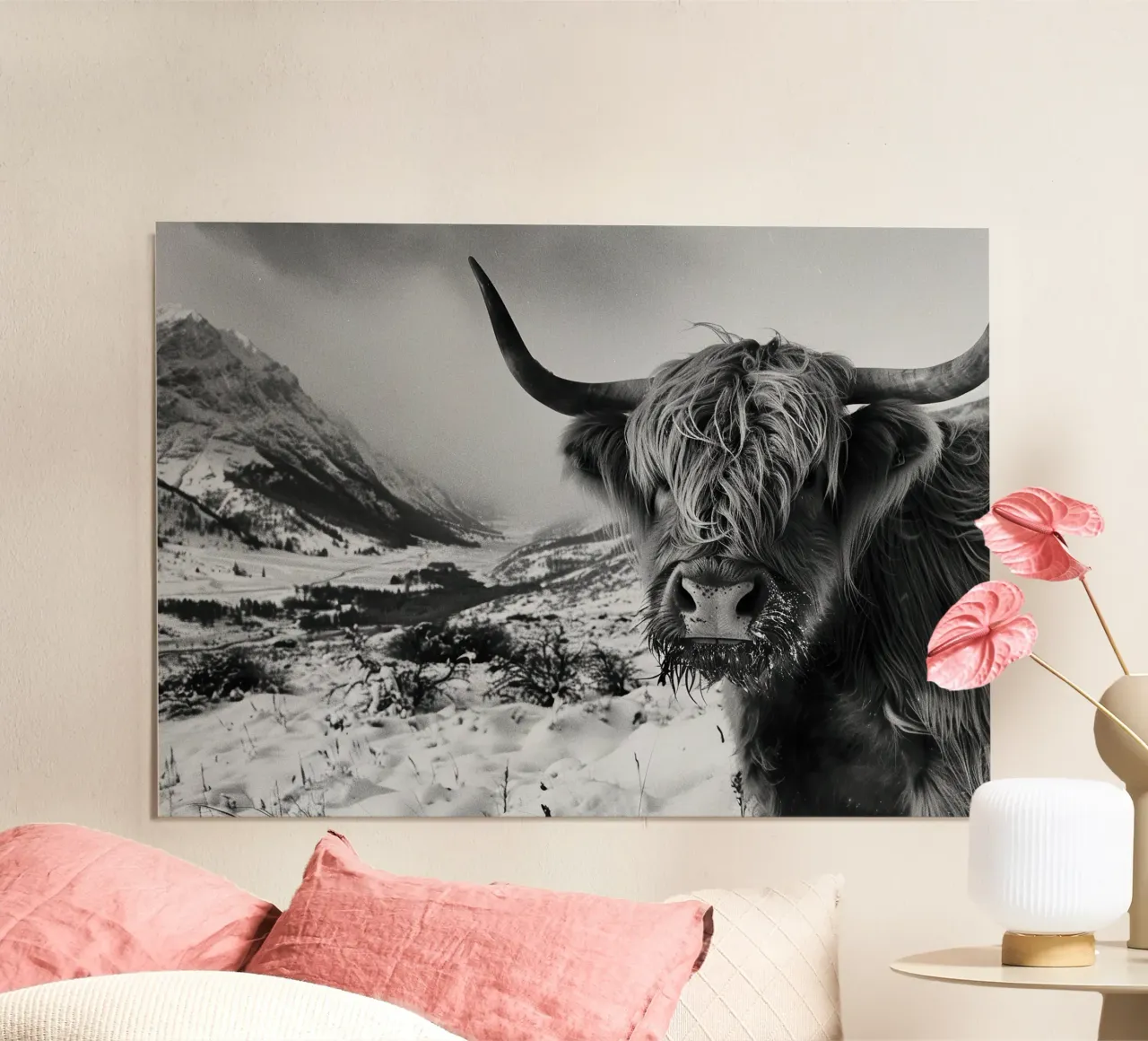 Capelli in tempesta: l'inconfondibile mucca delle Highlands carta hahnemühle da Nikis Art Studio