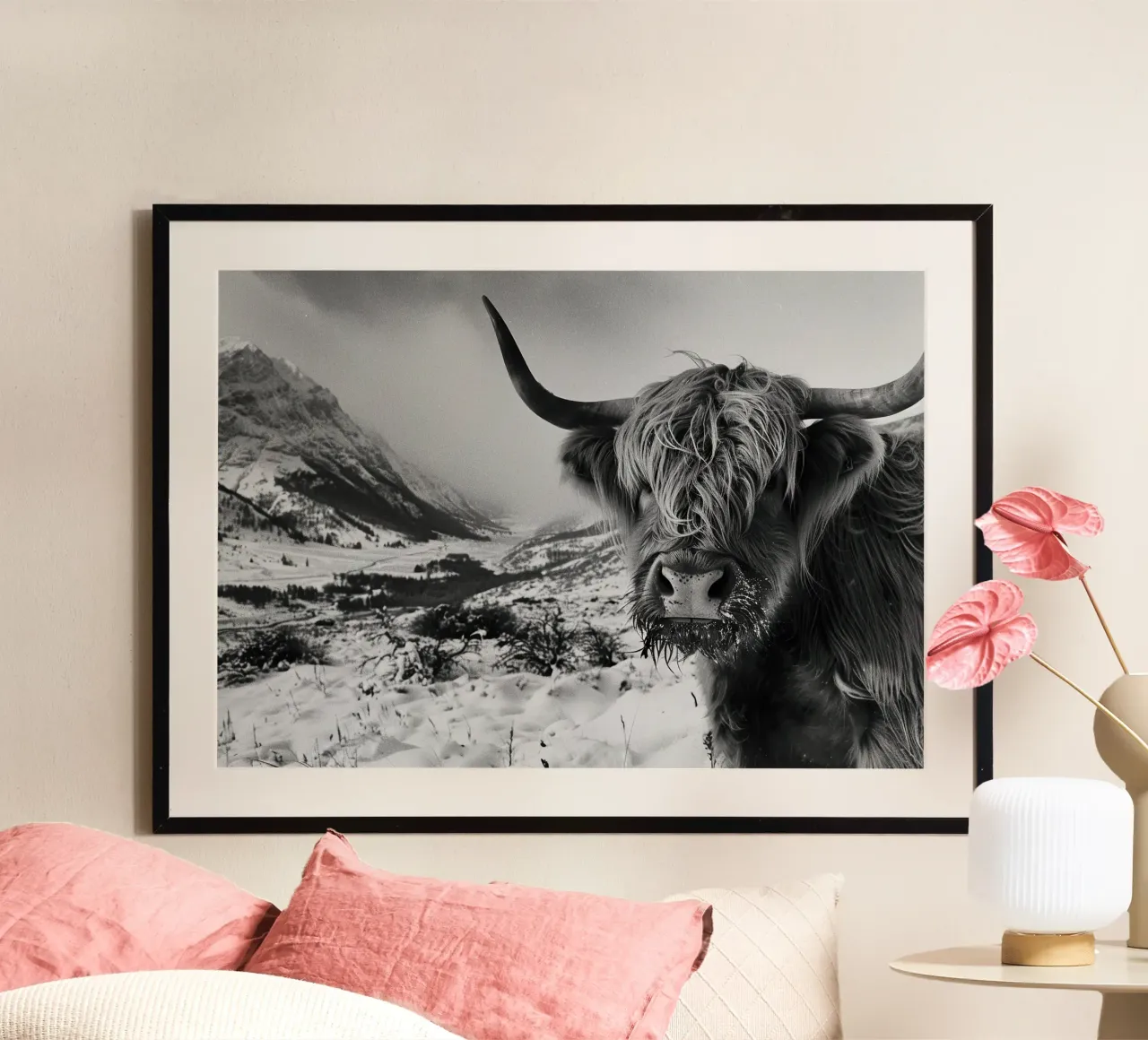 Capelli in tempesta: l'inconfondibile mucca delle Highlands carta hahnemühle da Nikis Art Studio