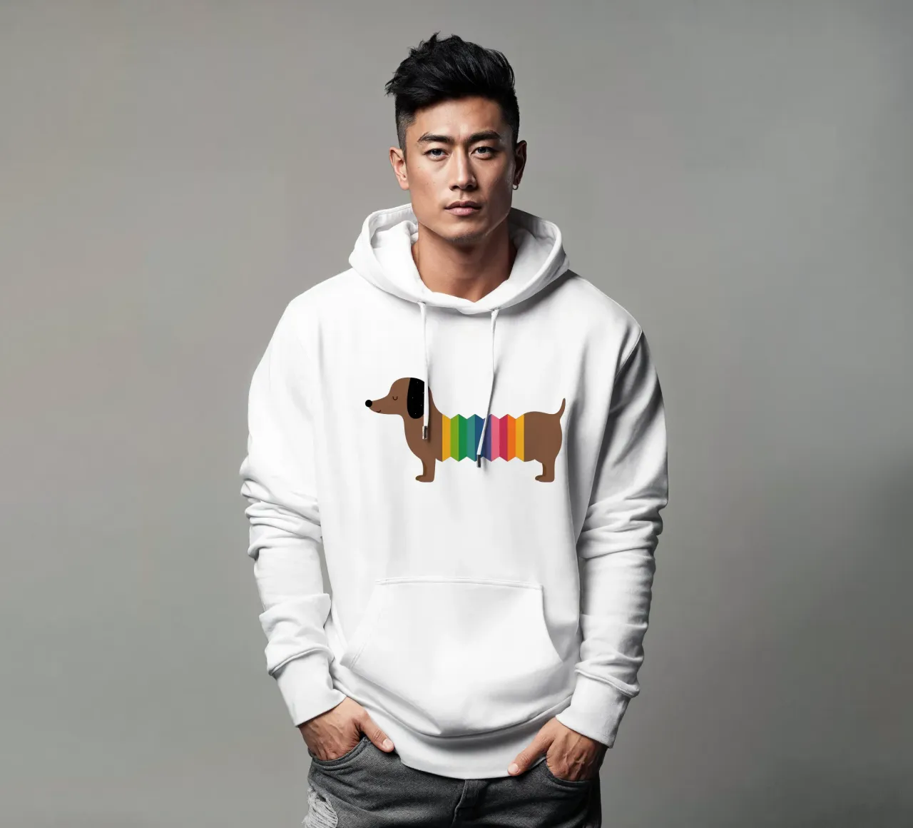 Arcobaleno Dooooog felpa con cappuccio da Andy Westface