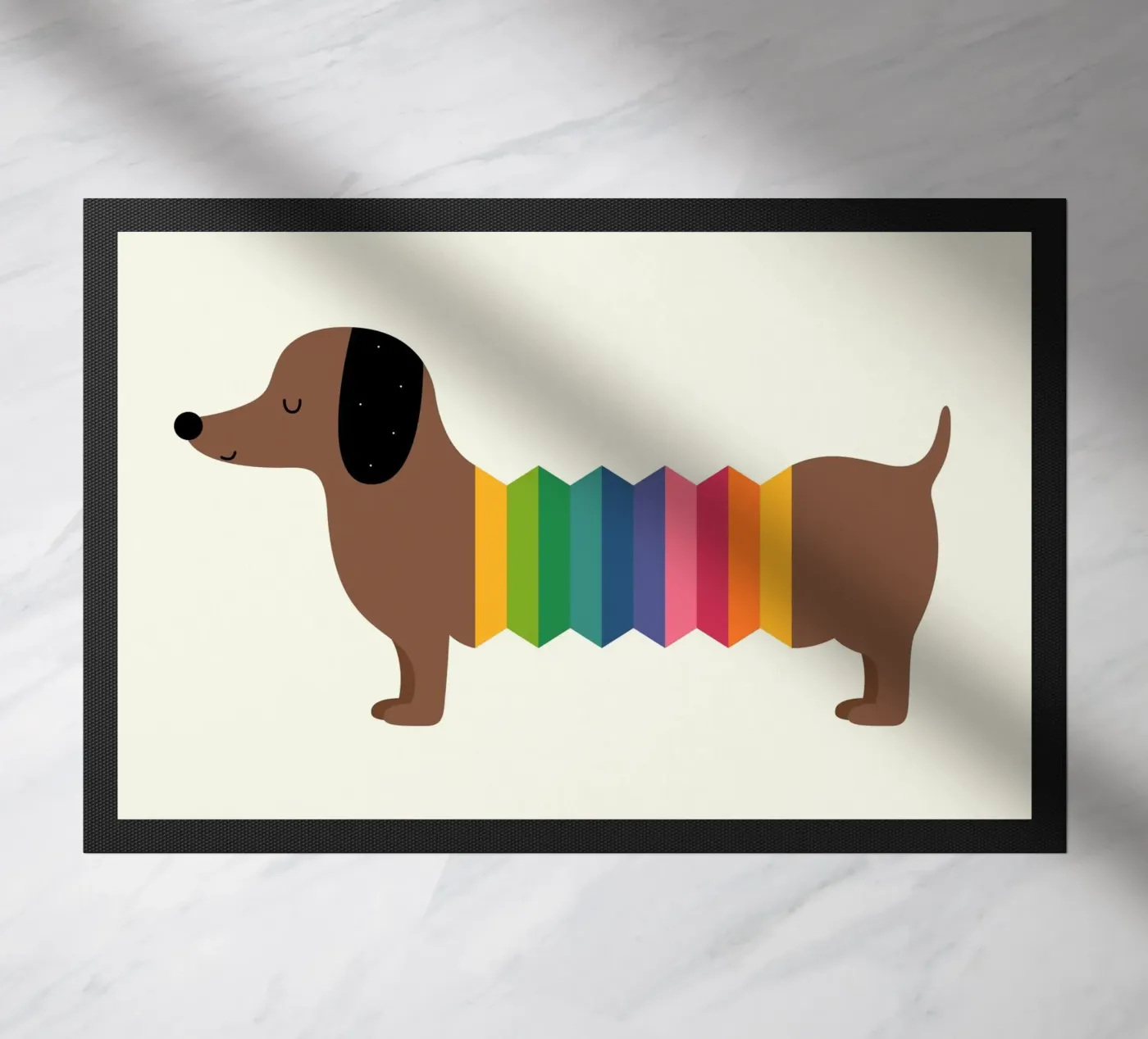 Rainbow Dooooog doormat by Andy Westface